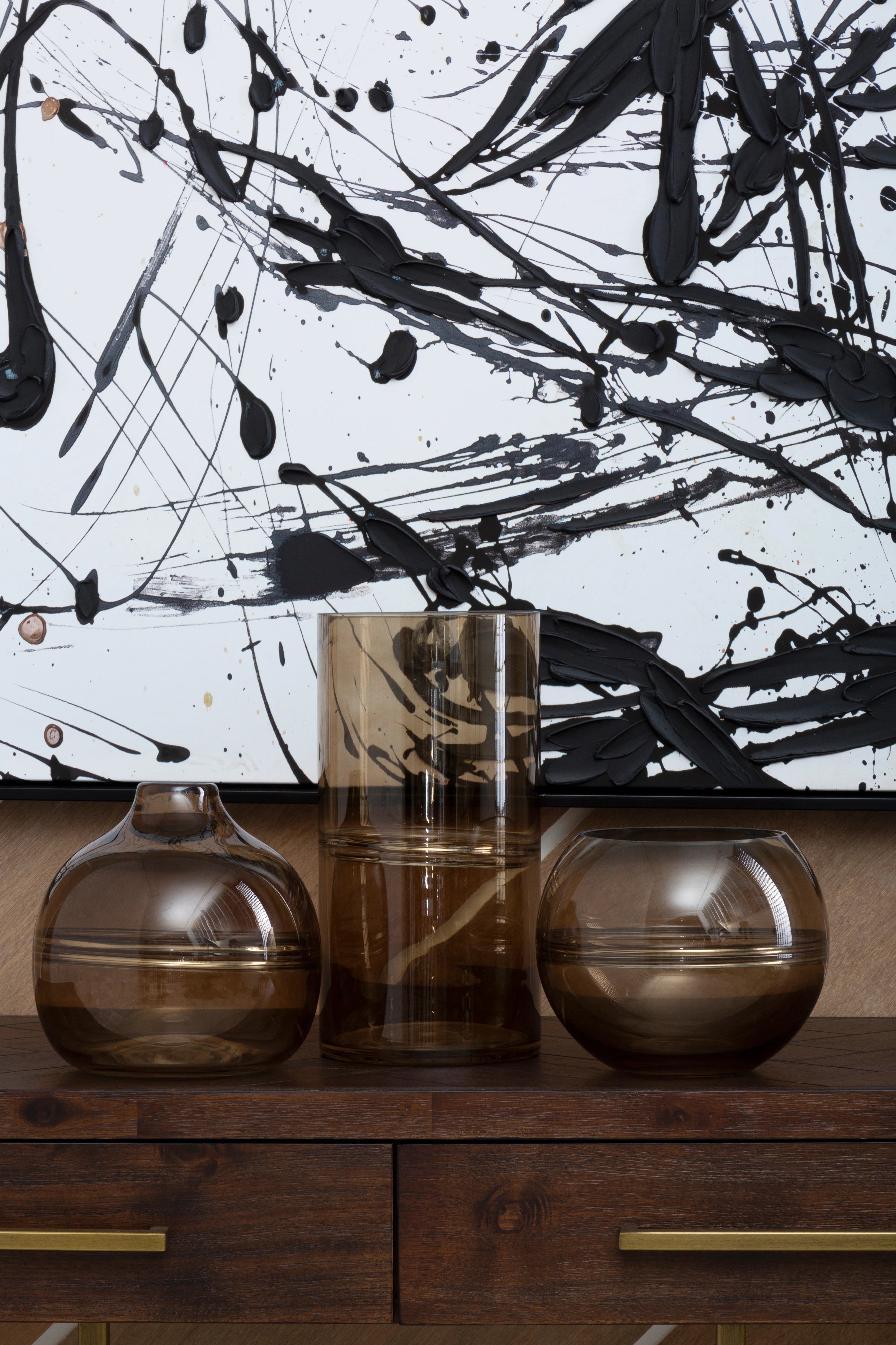 Noah Monochrome Black & White Paint Splash Framed Wall Art